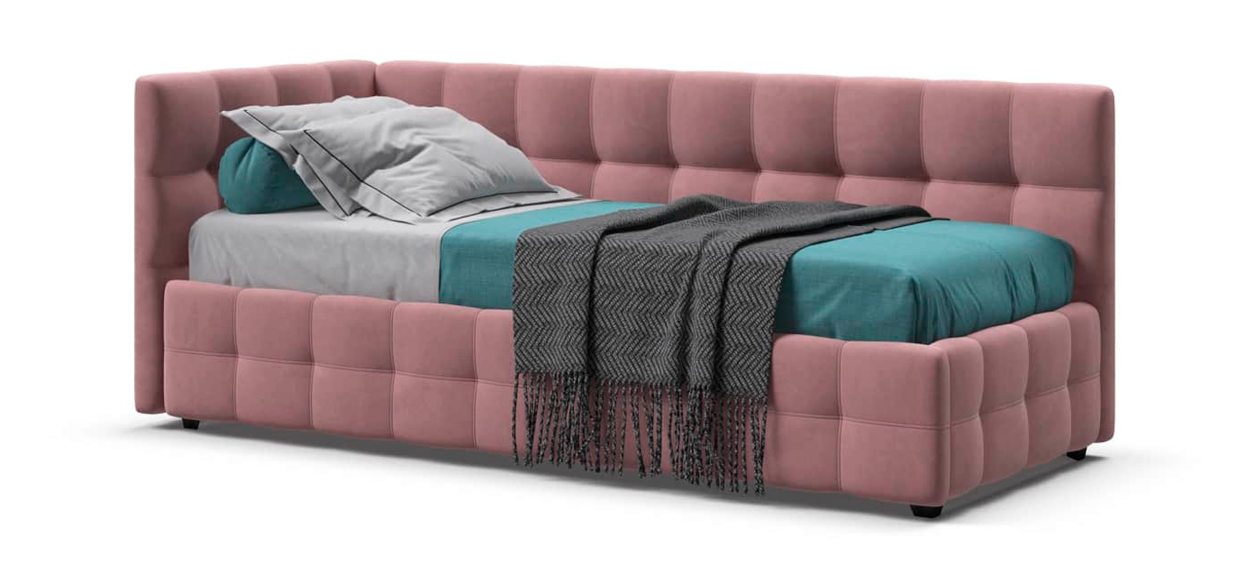 Босс Мини Кровать+ПМ 90*200 велюр Монолит розовый