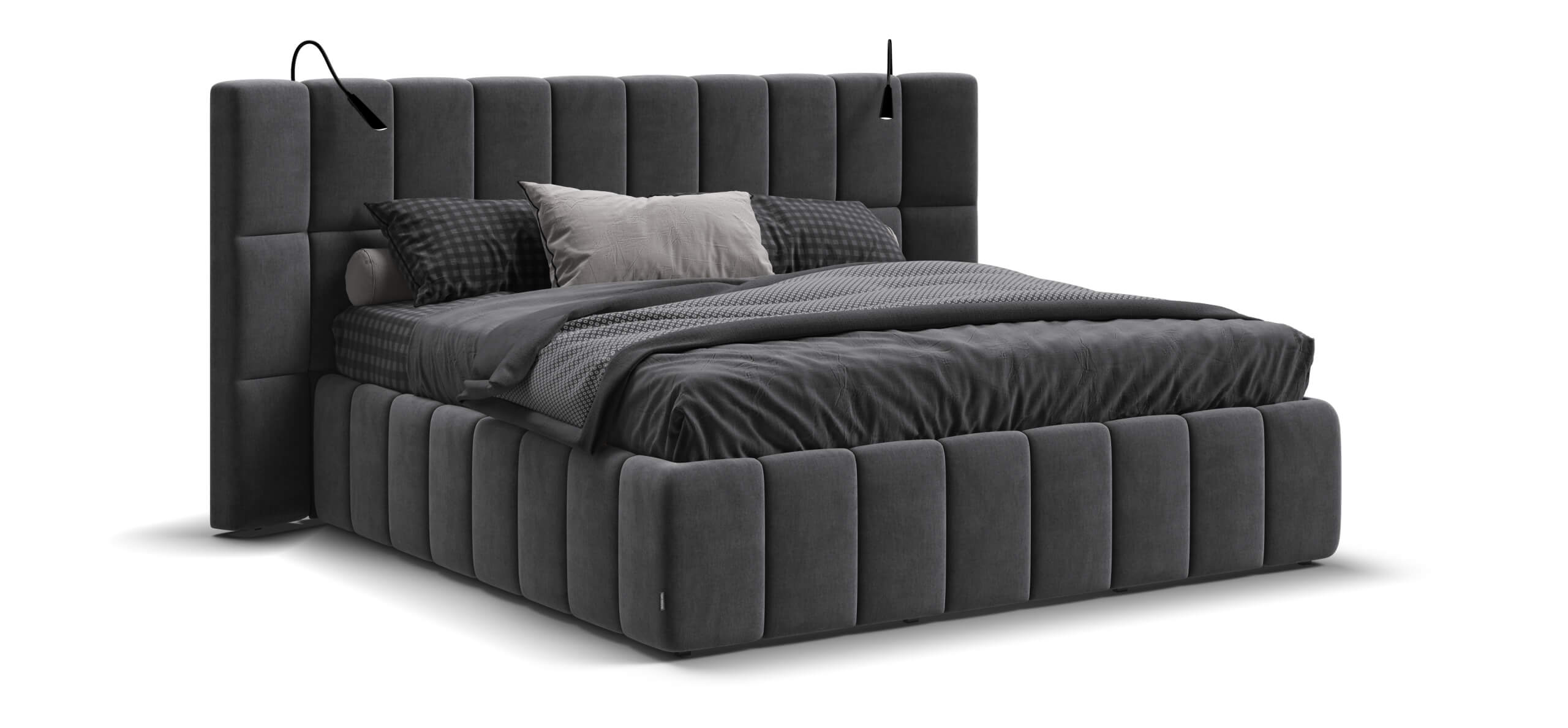 Босс ХО Кровать 180*200 велюр Монолит серый