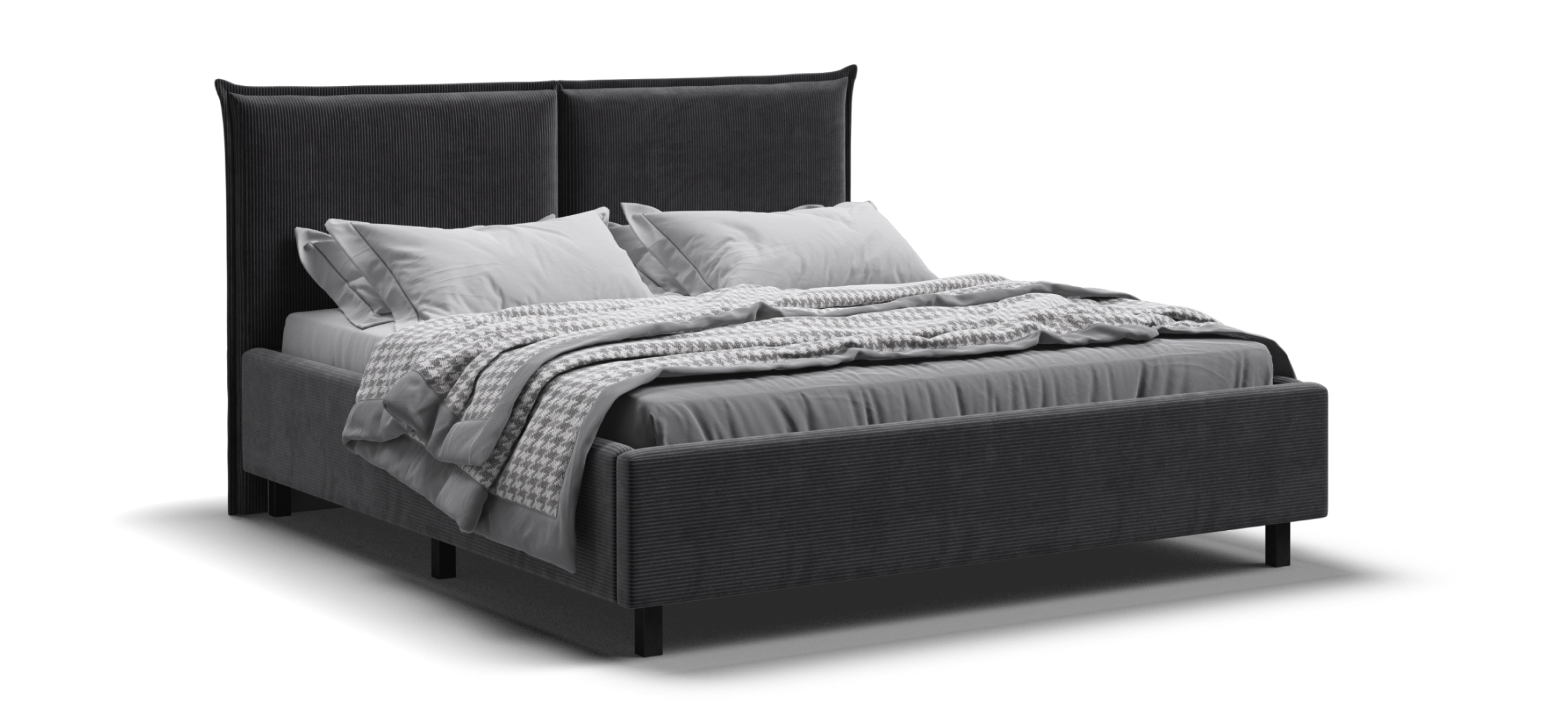 Лео Кровать 160*200 Вельвет Корд графит