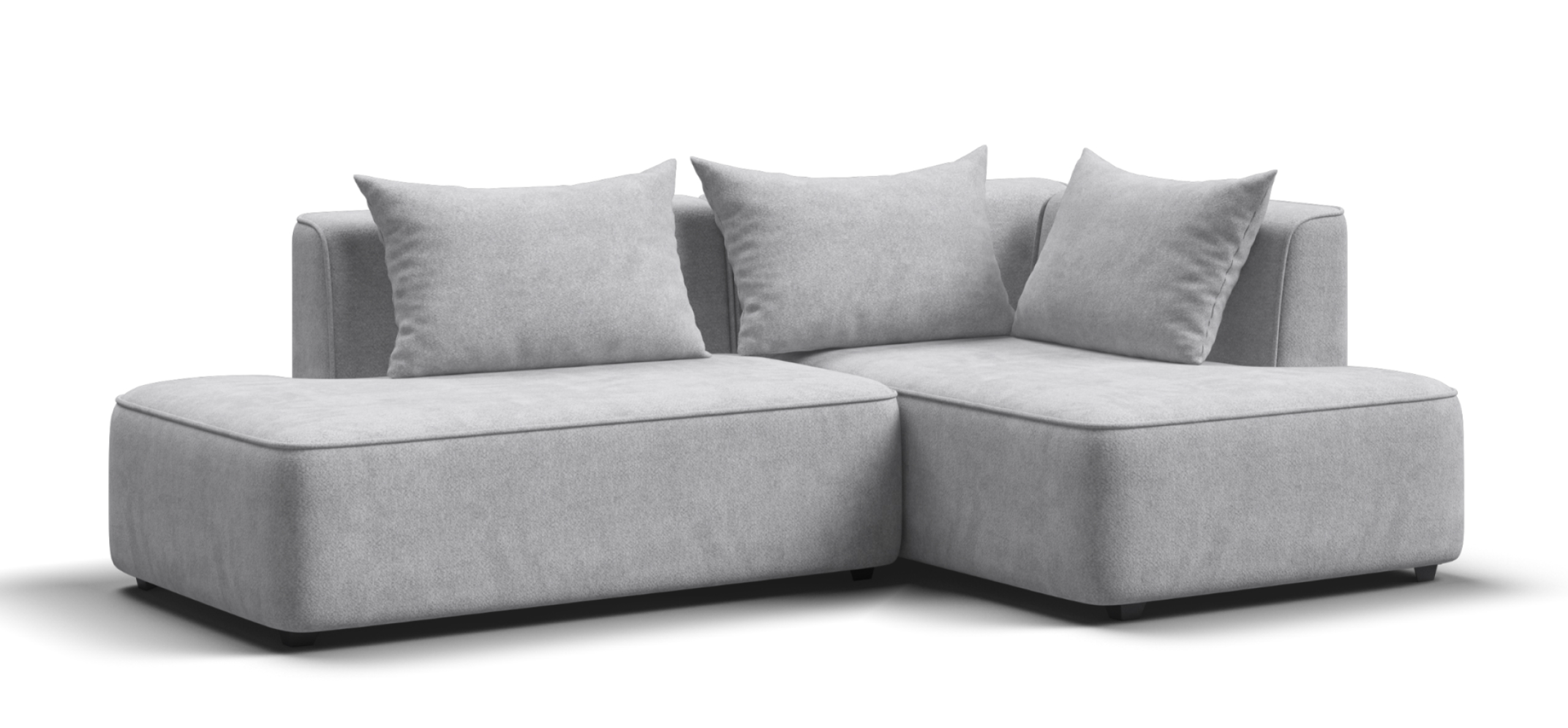 Диван угловой правый Кинг Твин Шенилл Клауд серый