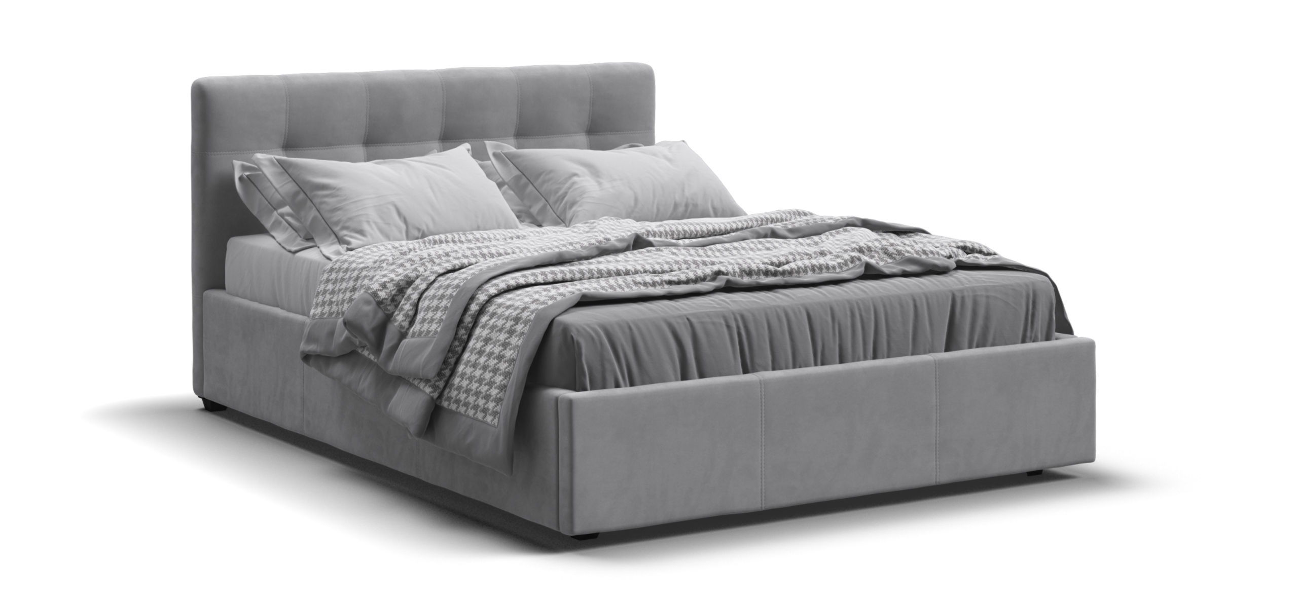 Белла Кровать + ПМ 140*200 велюр Монолит сталь