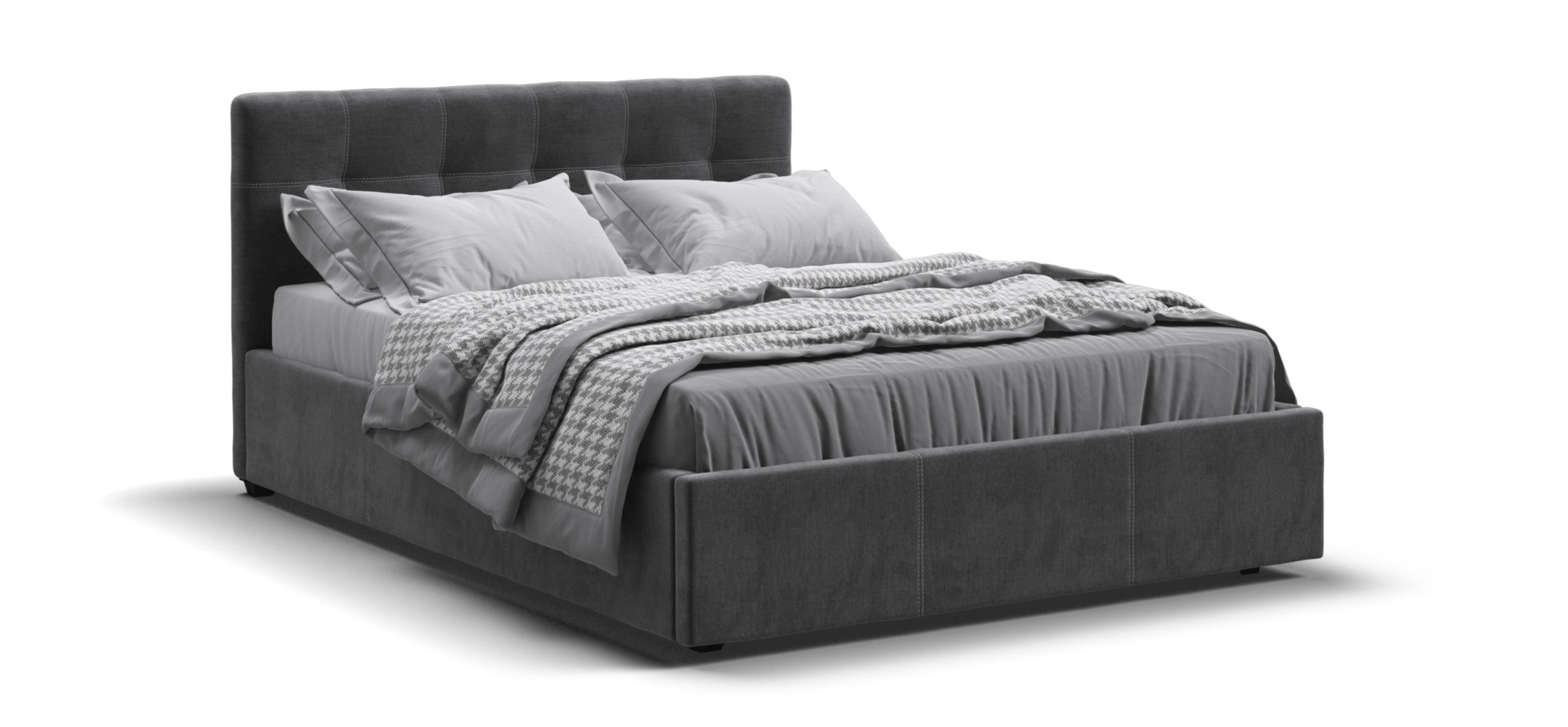 Белла Кровать + ПМ 140*200 велюр Монолит серый