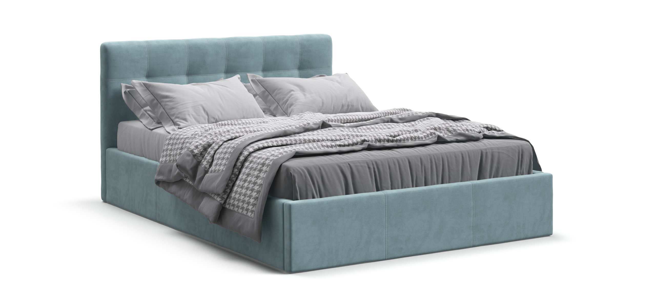 Белла Кровать без ПМ 140*200 велюр Монолит аква