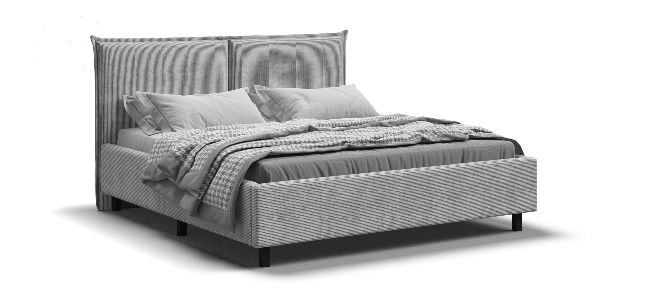 Лео Кровать 160*200 Вельвет Корд серый