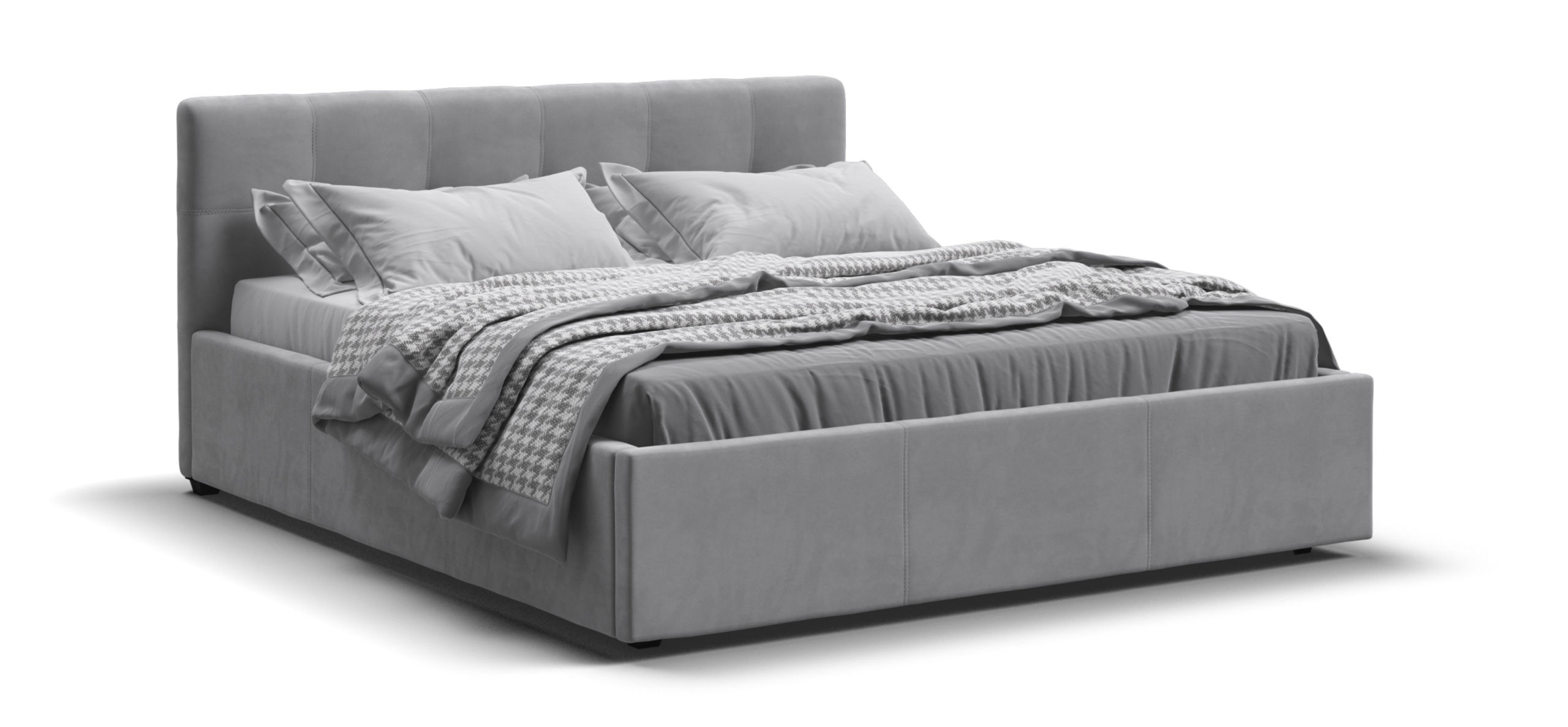 Белла Кровать+ПМ 160*200 велюр Монолит сталь