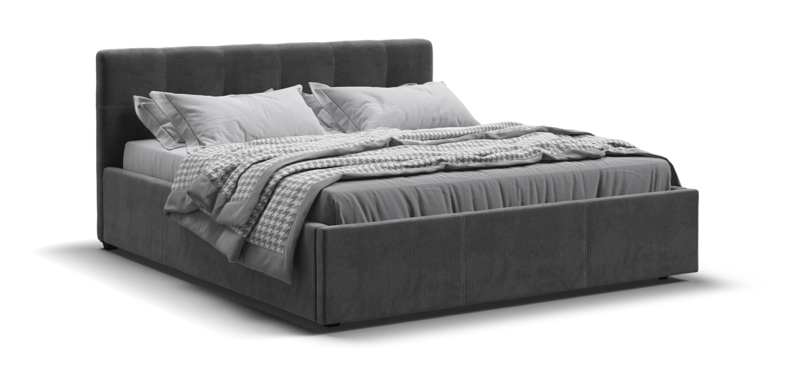 Белла Кровать+ПМ 160*200 велюр Монолит серый