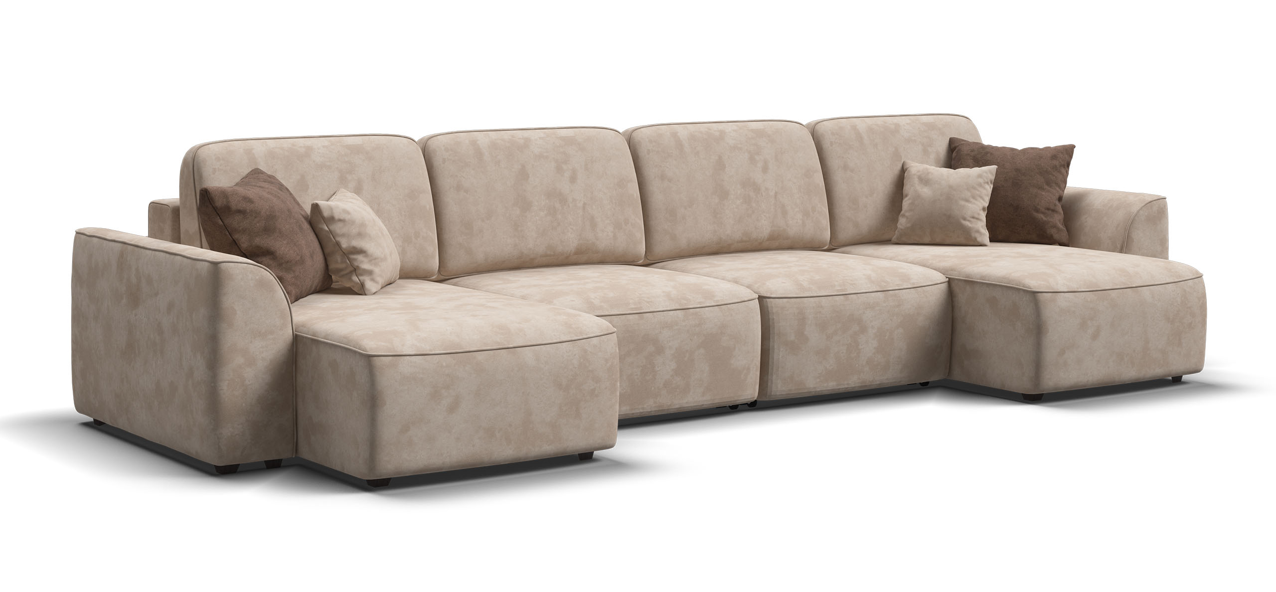 П-образный диван Кинг Модуль велюр Алькантара пепел