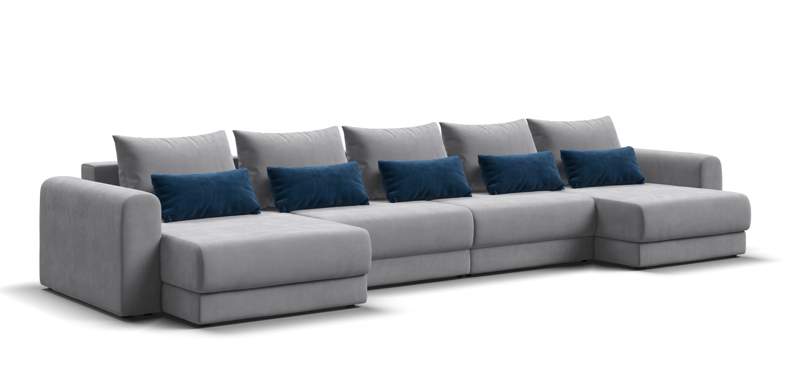 Модульный п-образный диван Ричмонд Модуль велюр Монолит сталь