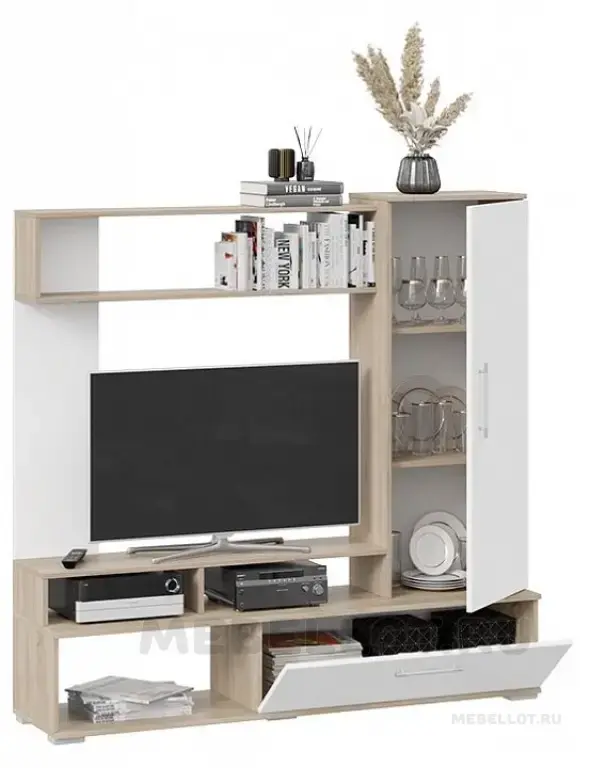 Гостиная сиена - стенка для гостиной TRI_210410 ТРИЯ белый ясень, дуб сонома 105000001