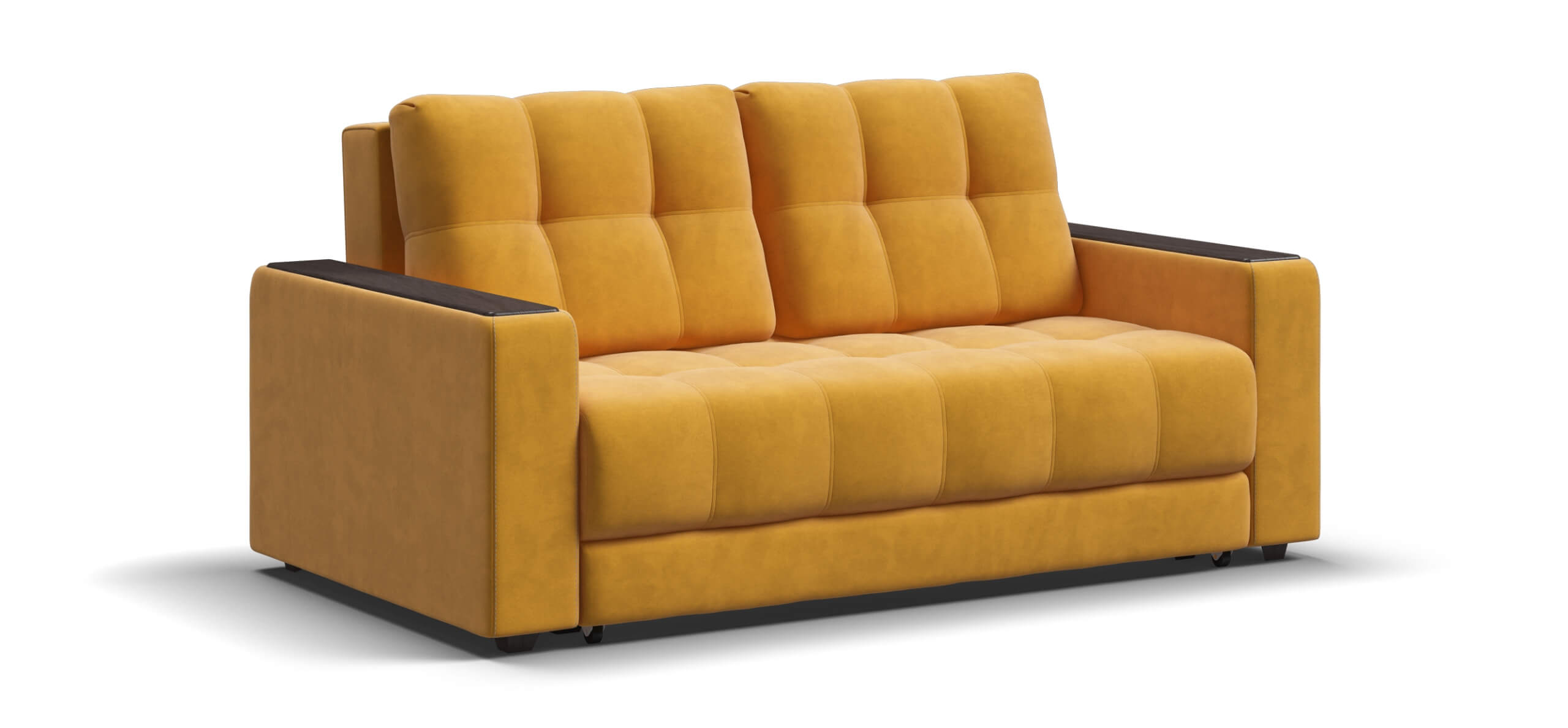 Диван Босс двухместный велюр Монолит желтый