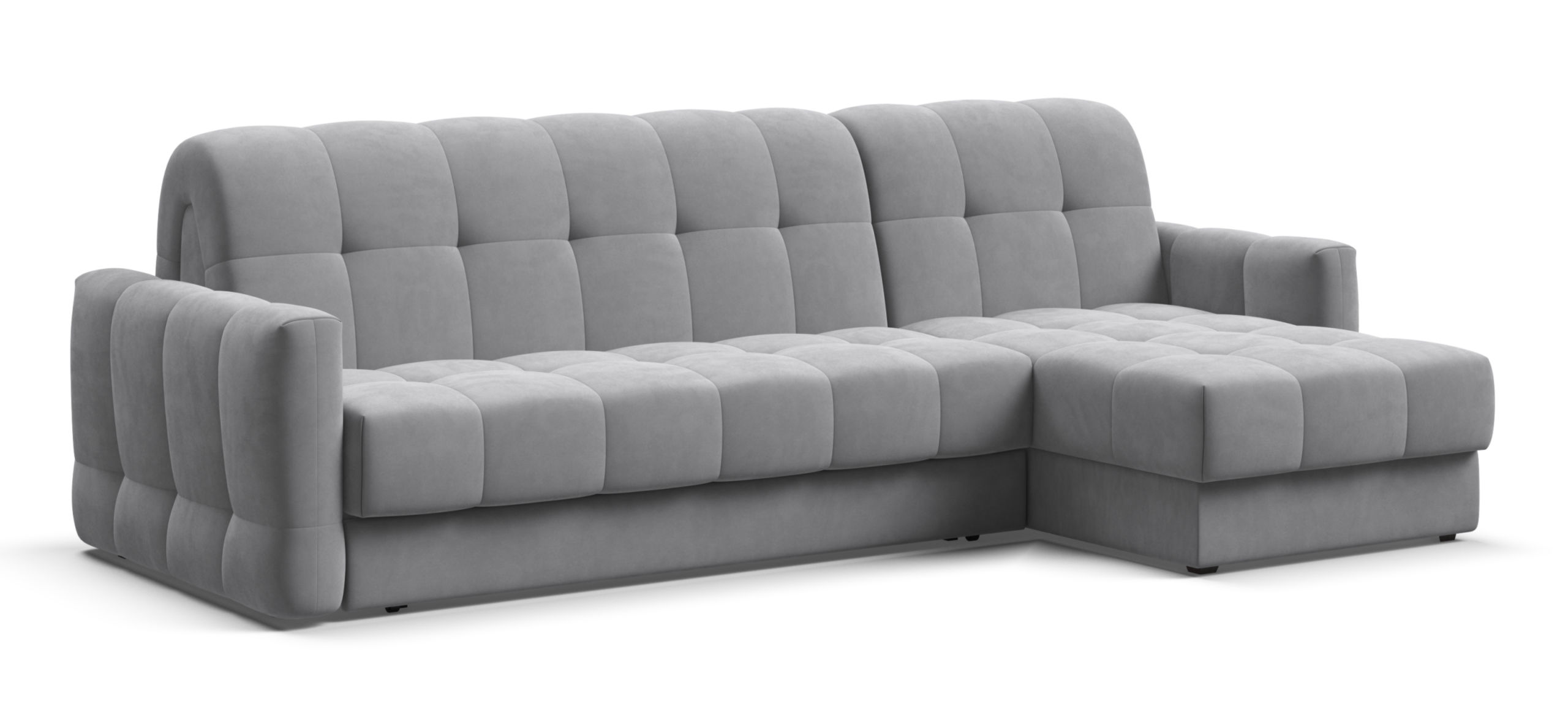 Угловой диван Босс Слип 160 велюр Монолит сталь