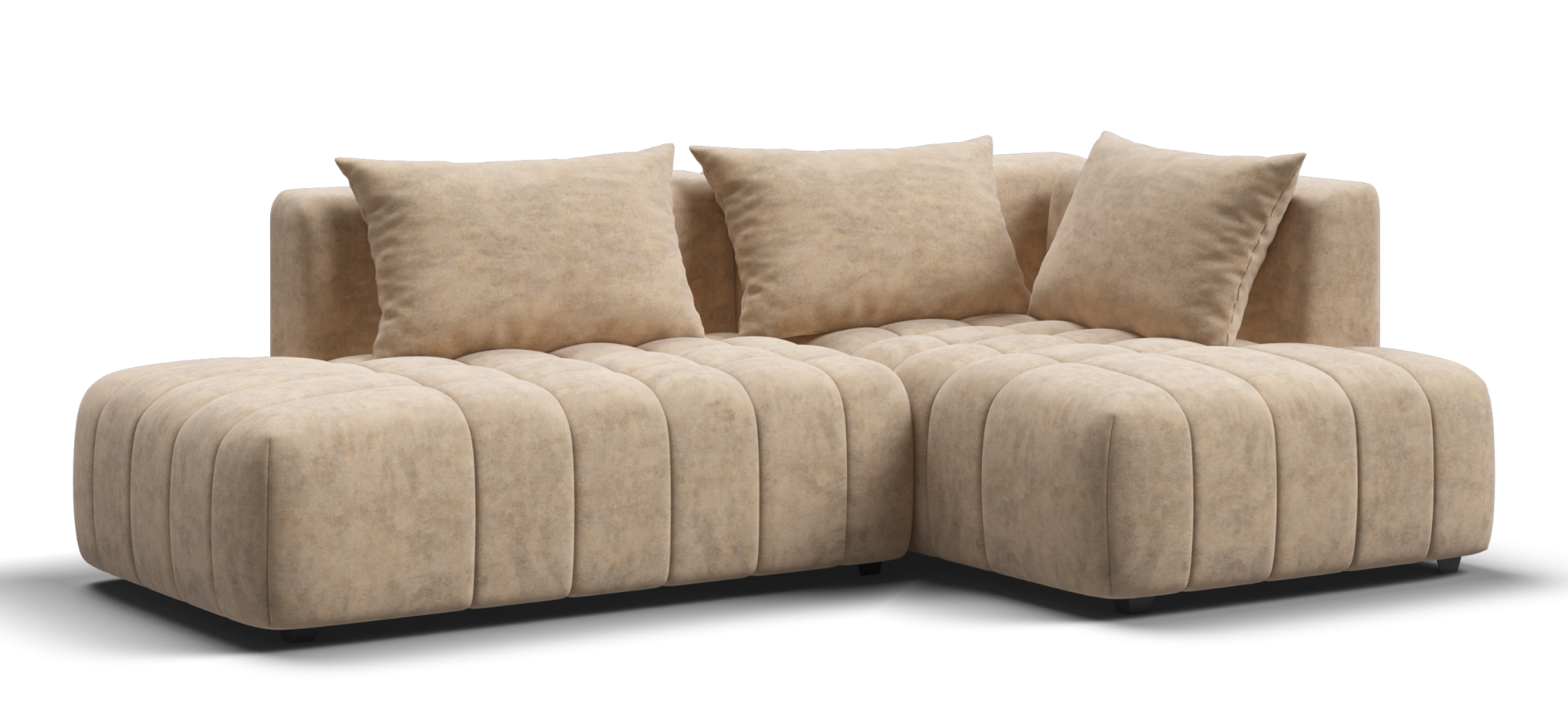 Угловой диван правый Босс Твин велюр Роял шампань