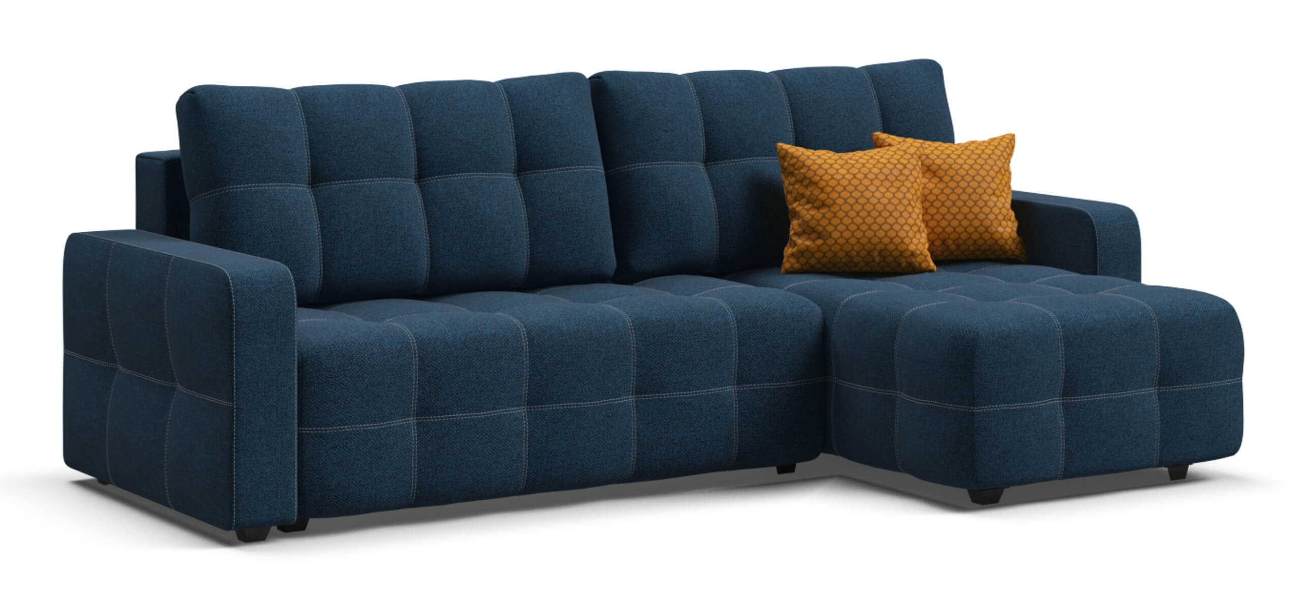 Угловой диван Денди Рогожка Мальмо синий