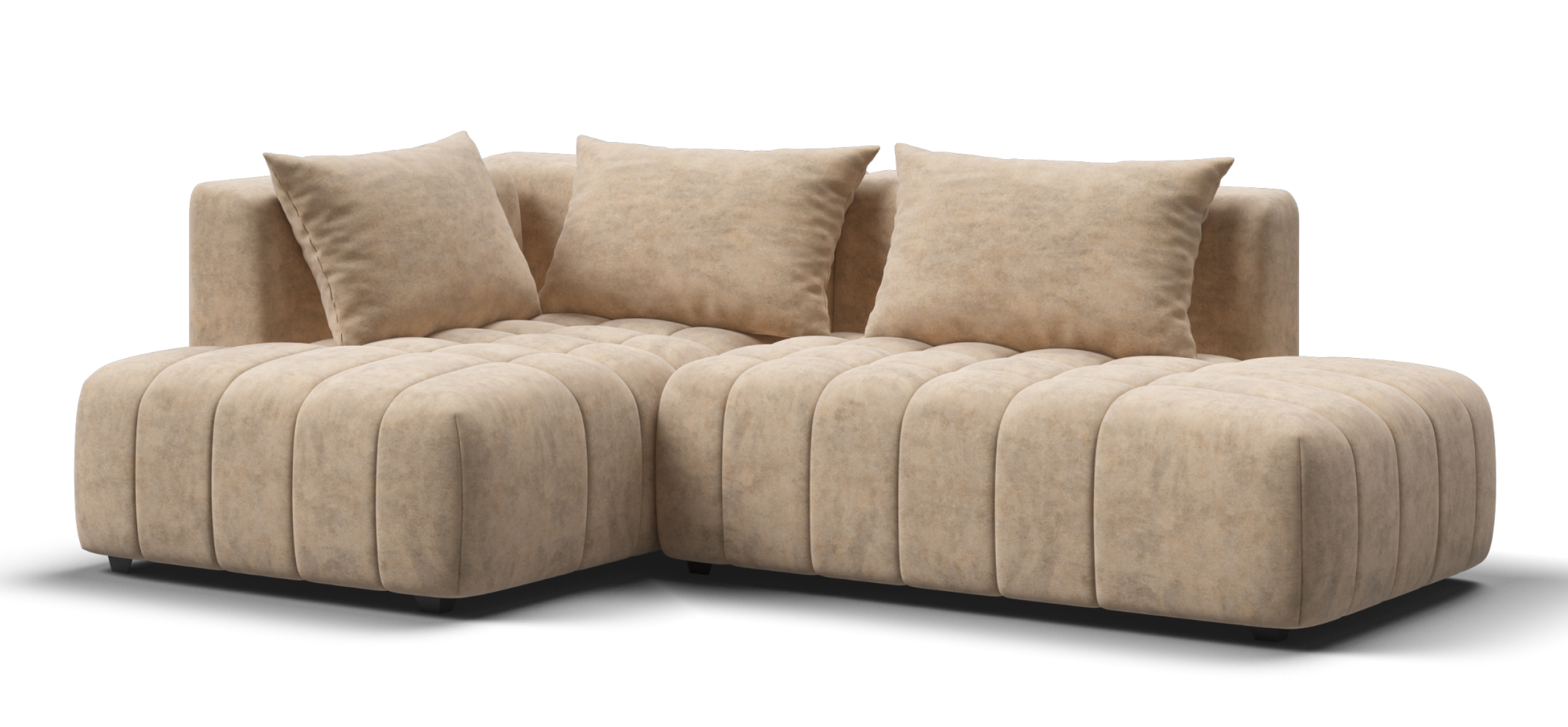 Угловой диван левый Босс Твин велюр Роял шампань