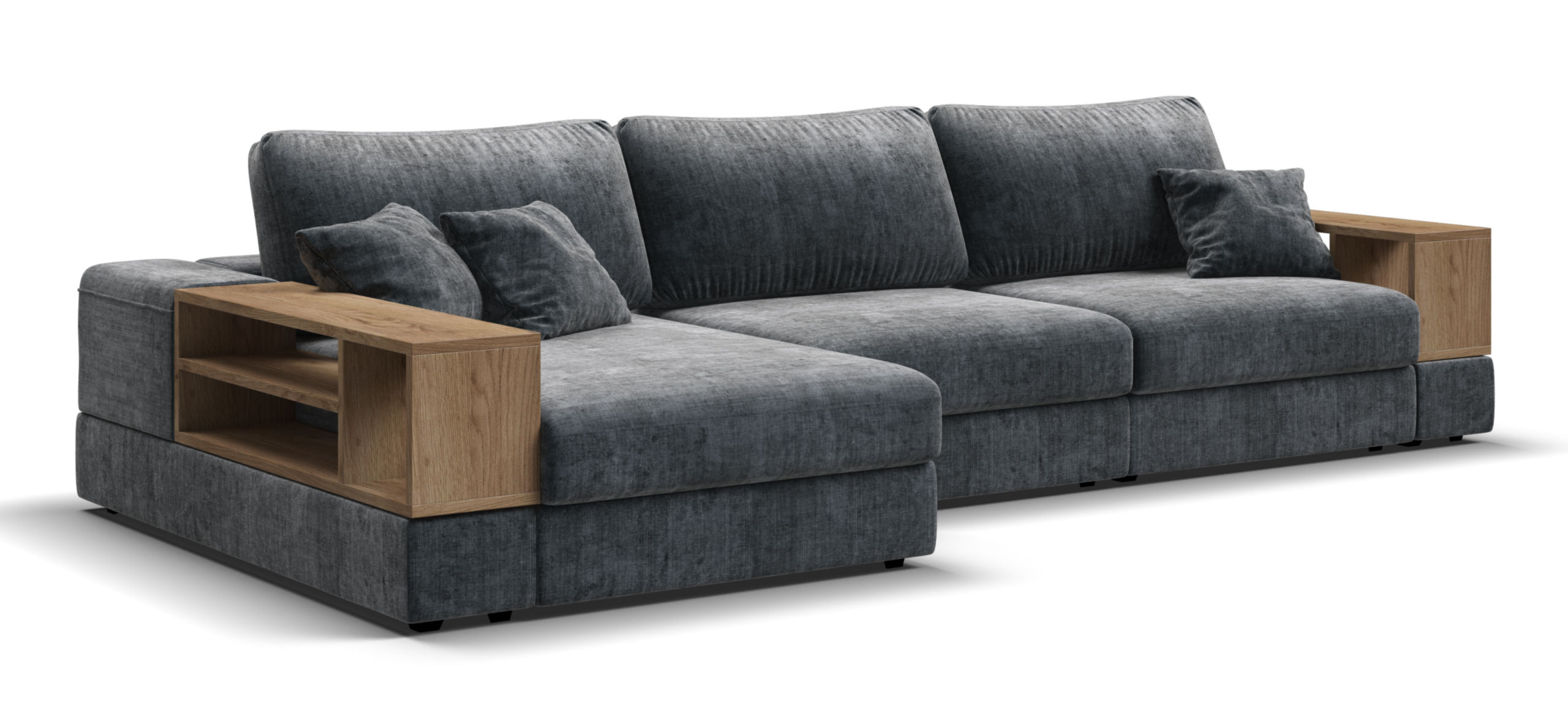 Угловой диван-кровать Босс Модуль ХЛ Шенилл Глосс карбон