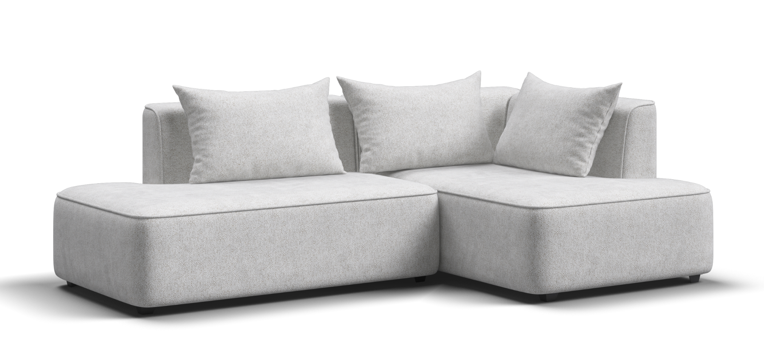 Угловой диван правый Кинг Твин Шенилл Клауд крем