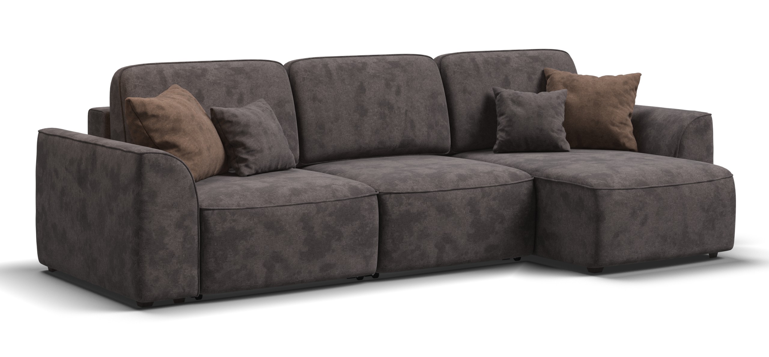 Угловой диван Кинг велюр Алькантара серый