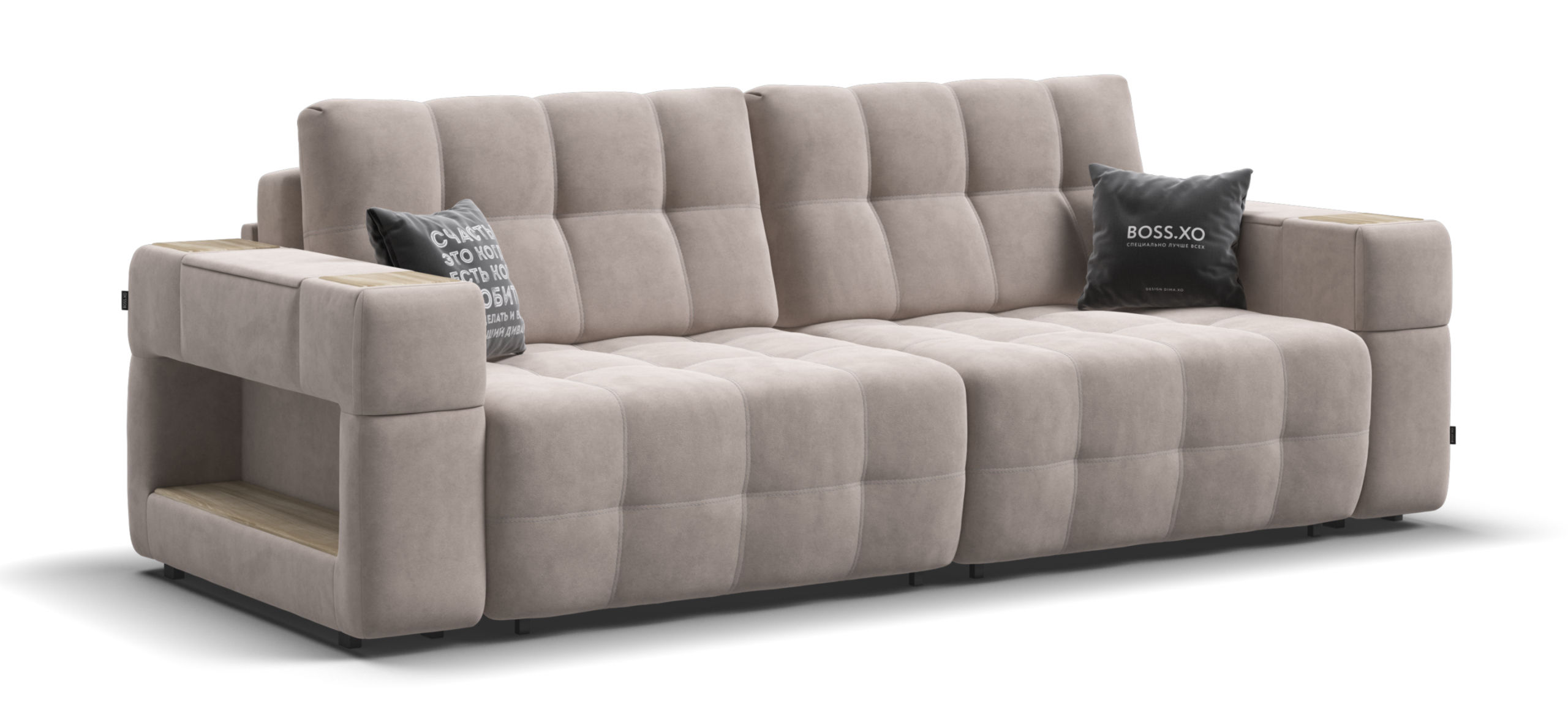 Диван Босс ХО велюр Монолит латте / Снежная Сонома