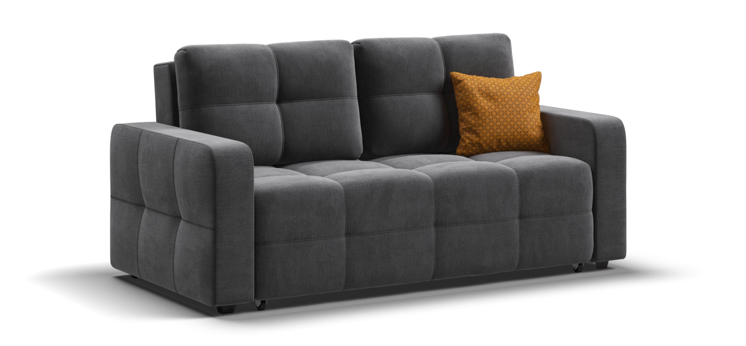 Диван Денди двухместный велюр Монолит серый