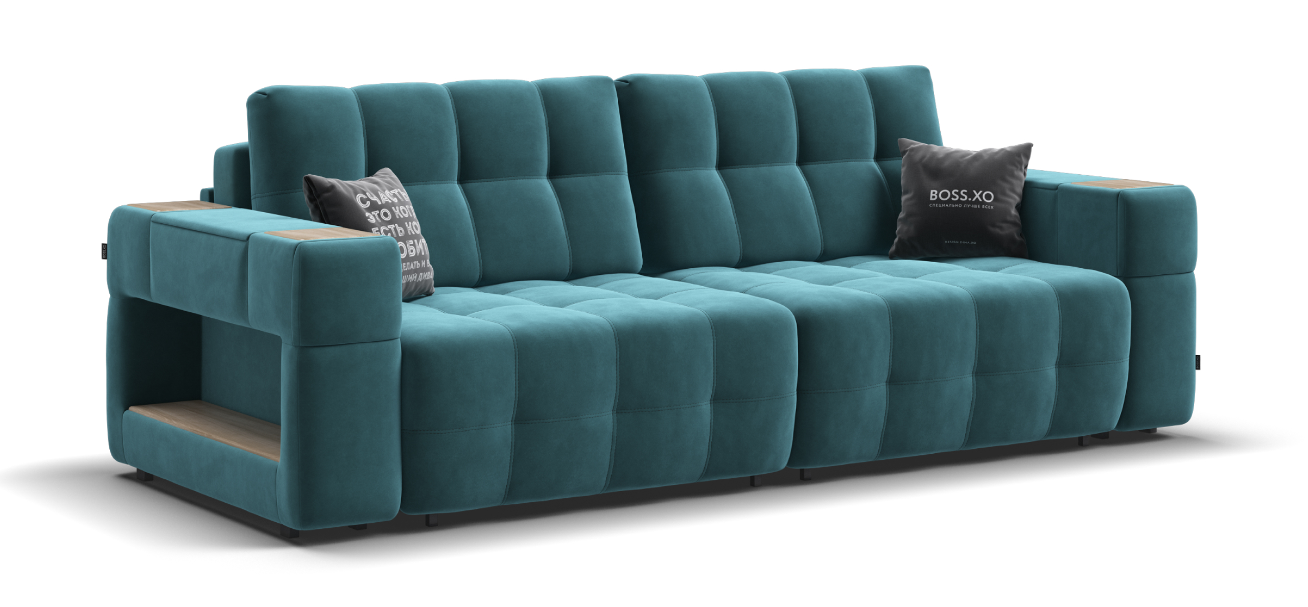 Диван Босс ХО велюр Монолит зеленый / Снежная Сонома