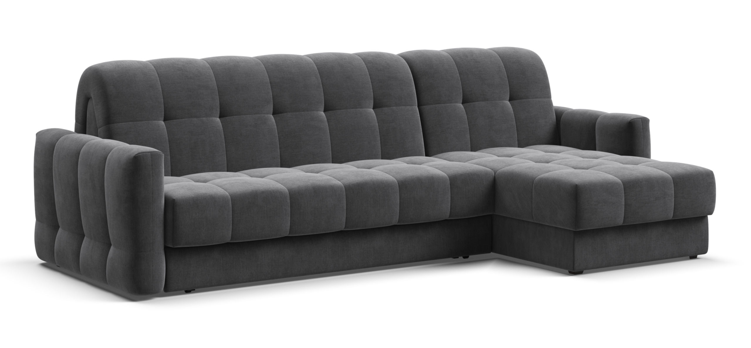 Угловой диван Босс Слип 160 велюр Монолит серый