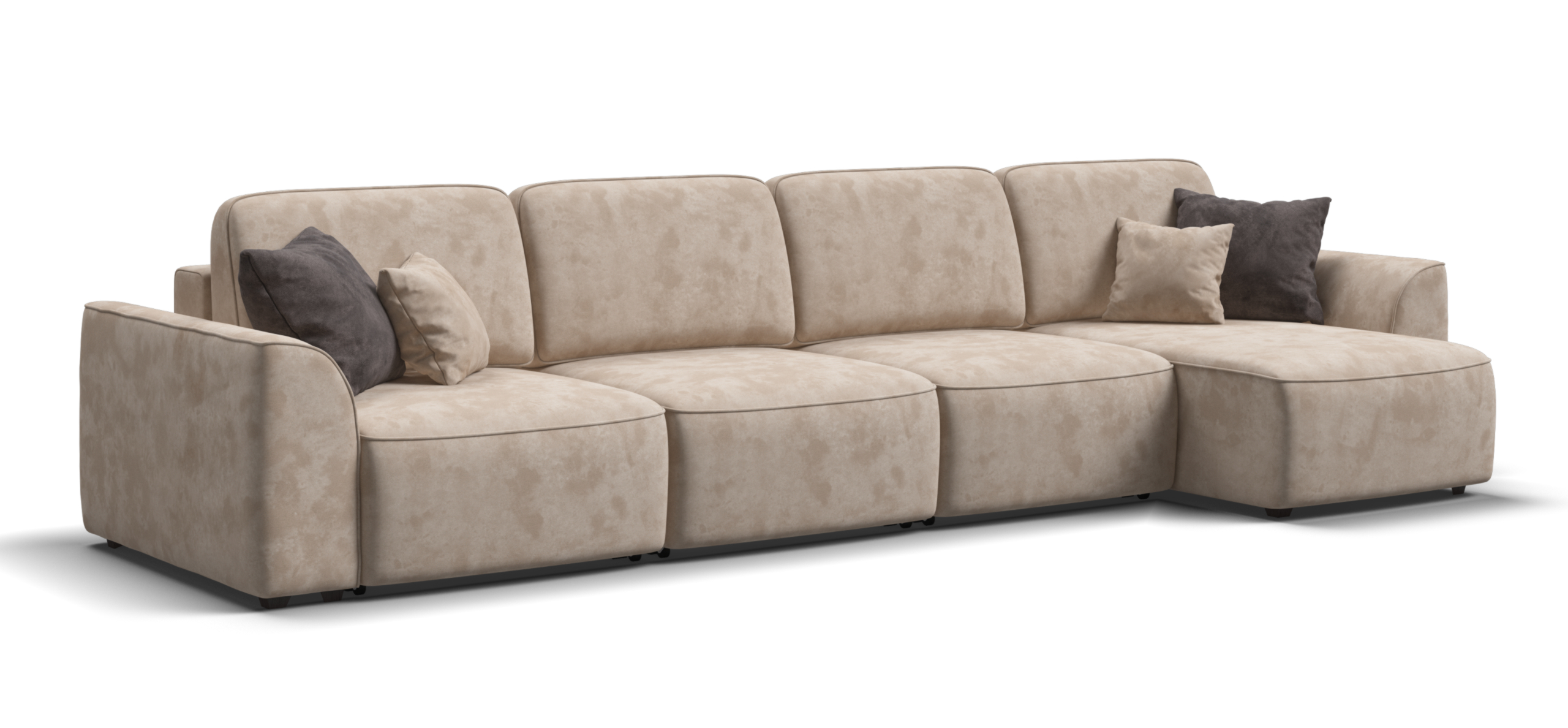 Угловой диван Кинг Модуль Макс велюр Алькантара пепел