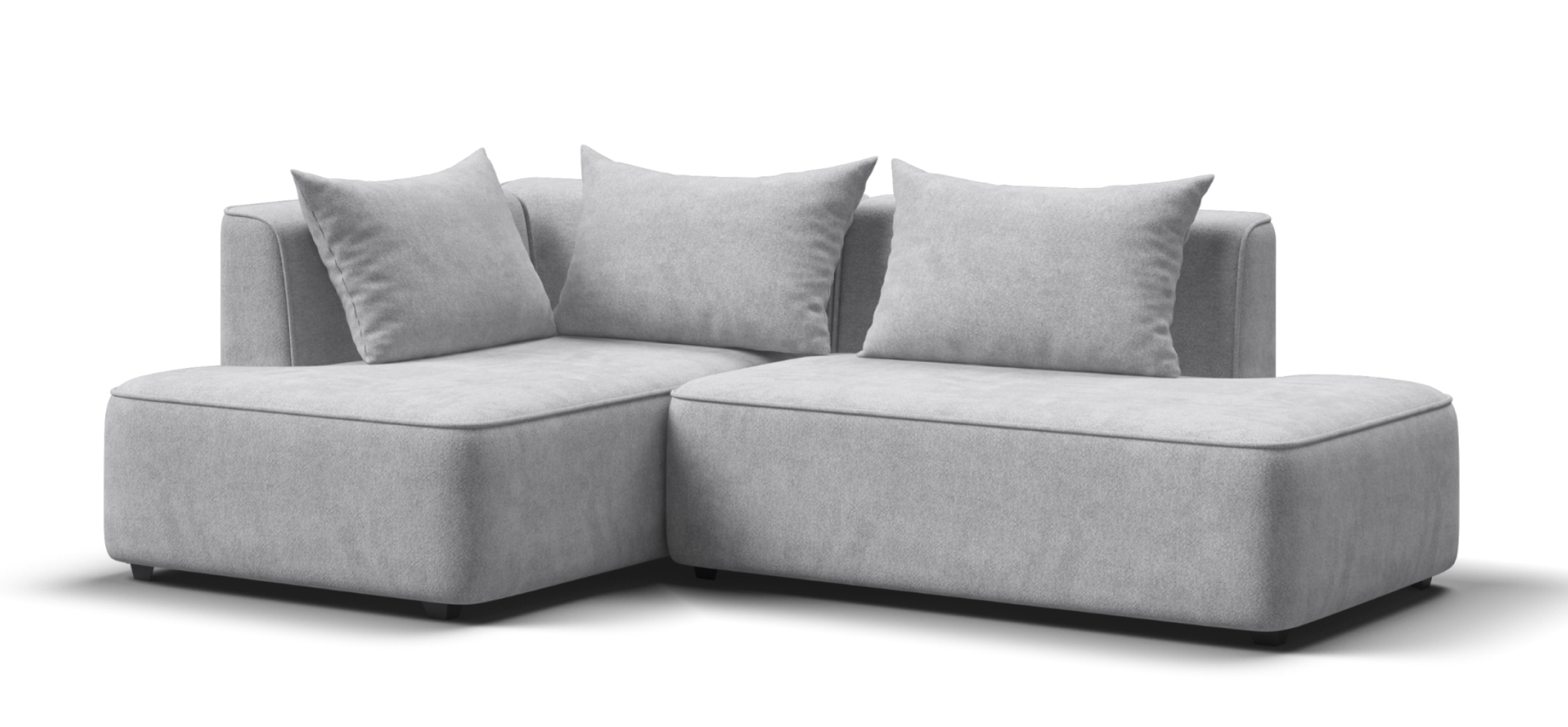 Угловой диван левый Кинг Твин Шенилл Клауд серый