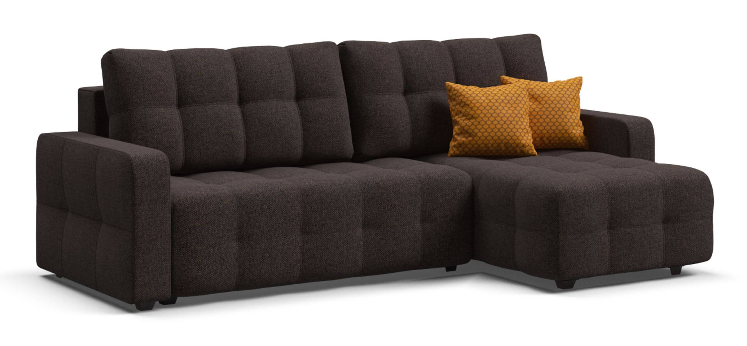 Угловой диван Денди Рогожка Мальмо шоколад