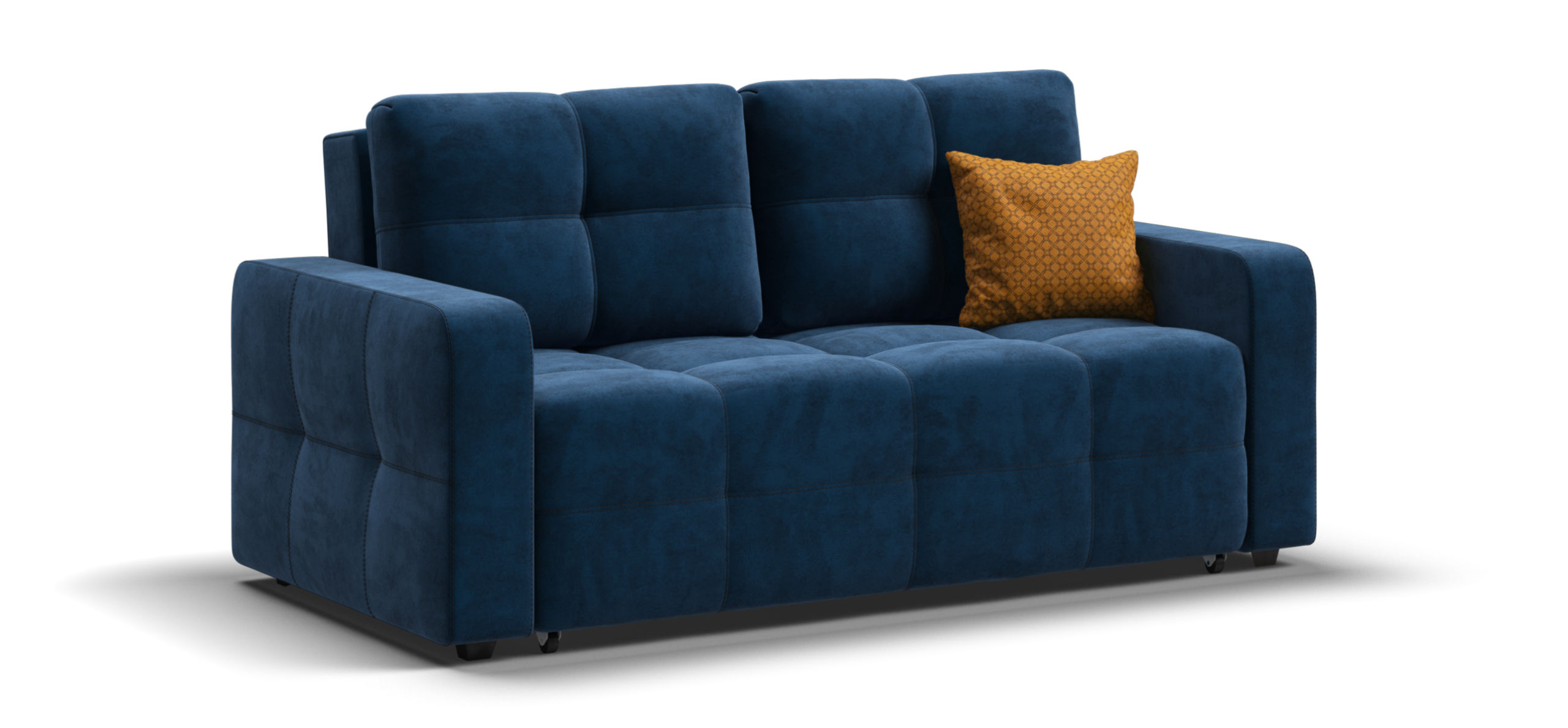 Диван Денди двухместный велюр Монолит синий