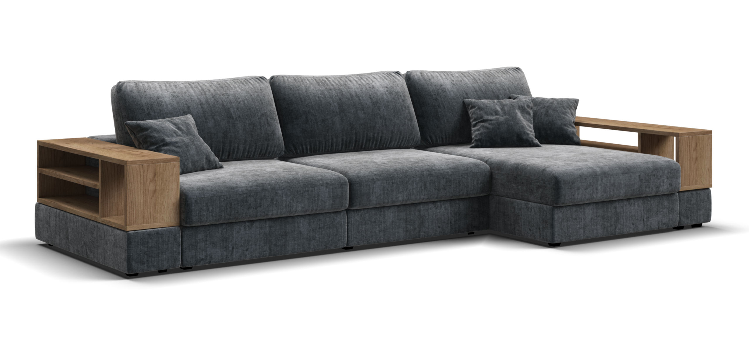 Угловой диван-кровать Босс Модуль ХЛ Шенилл Глосс карбон