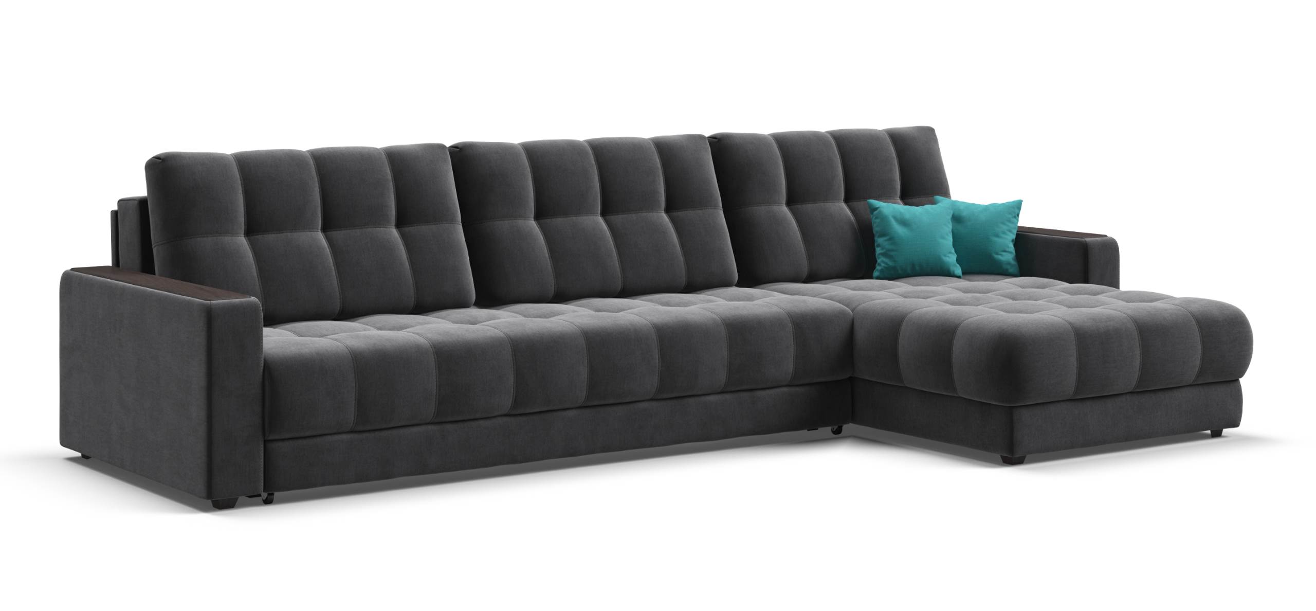 Угловой диван Босс Макс велюр Монолит серый