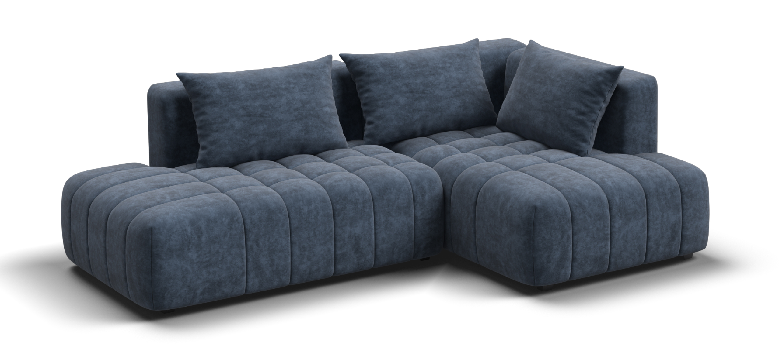 Угловой диван правый Босс Твин Велюр Роял синий