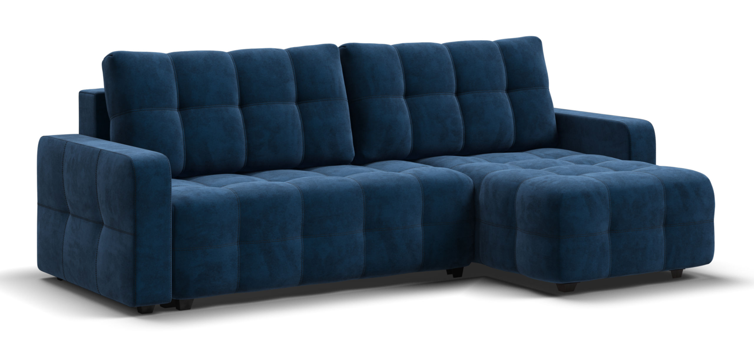 Угловой диван Денди велюр Монолит синий