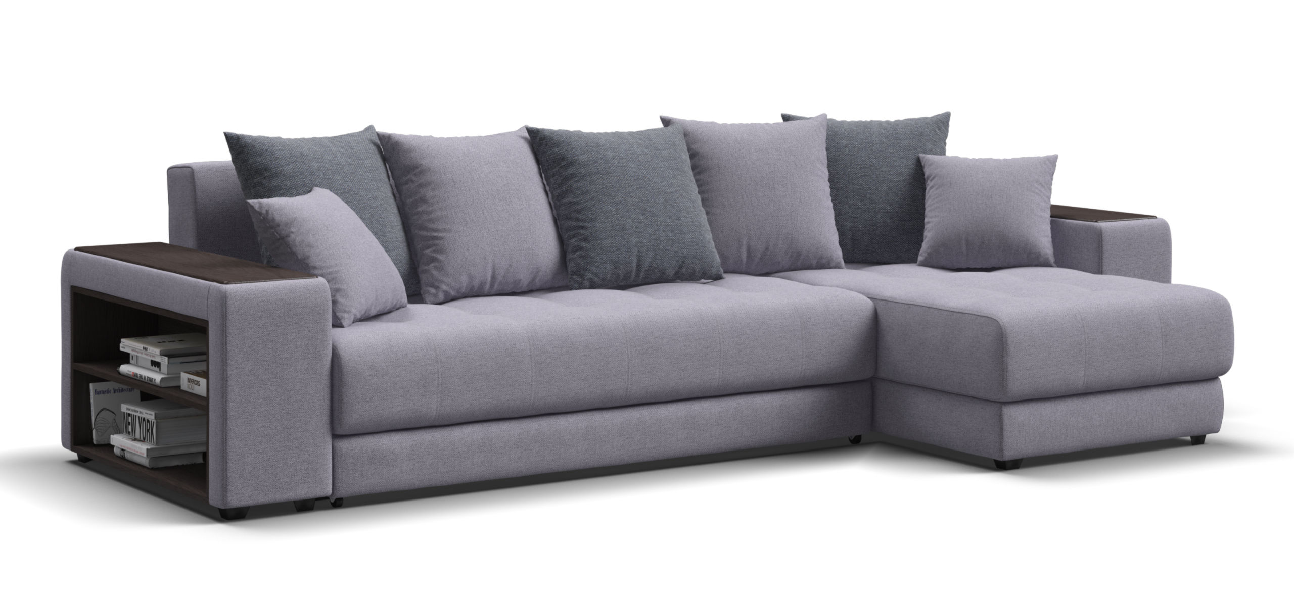 Угловой диван Дубай Рогожка Мальмо платина, Рогожка Венто серый