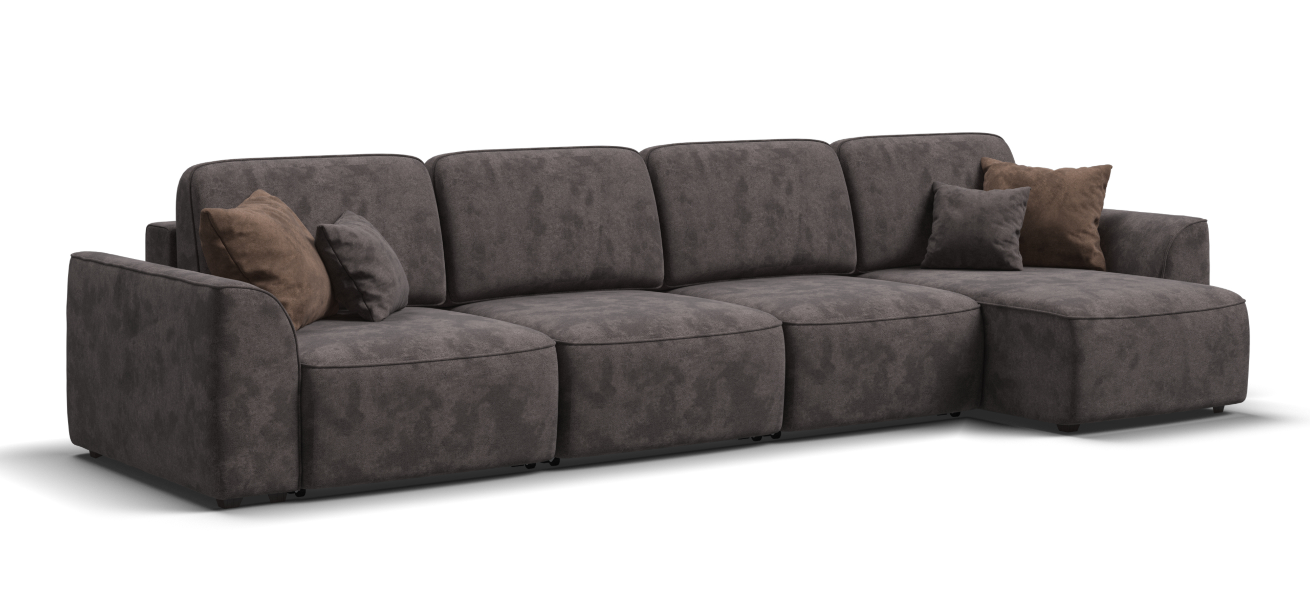 Угловой диван Кинг Модуль Макс велюр Алькантара серый