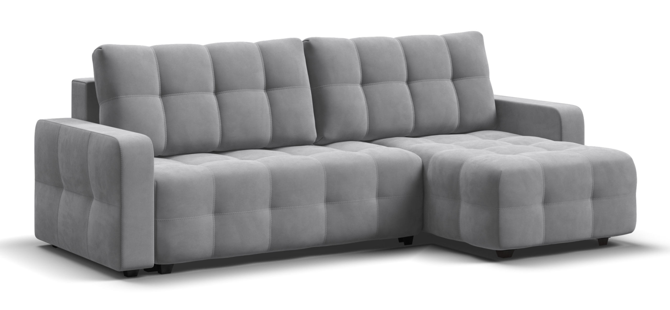 Угловой диван Денди велюр Монолит сталь