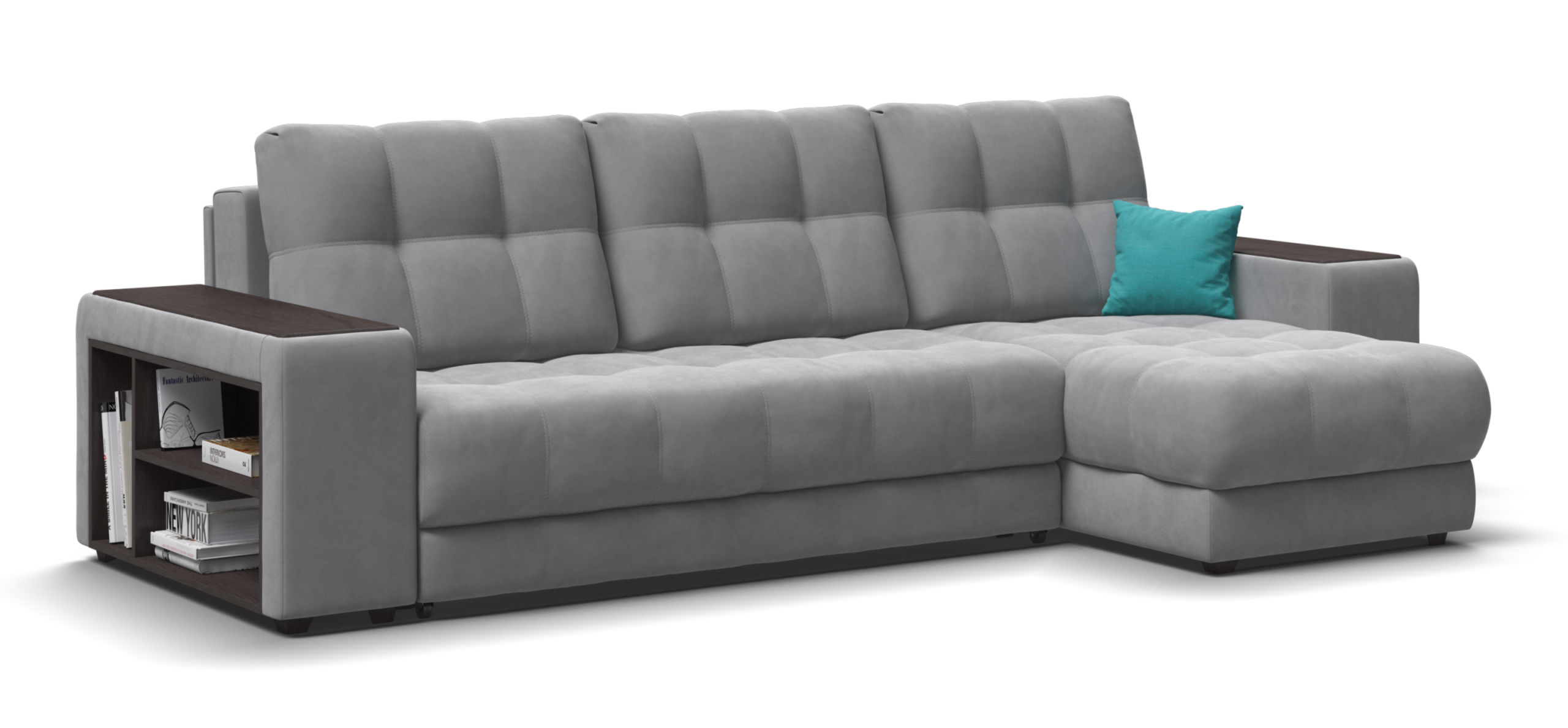 Угловой диван Босс ХЛ велюр Монолит сталь